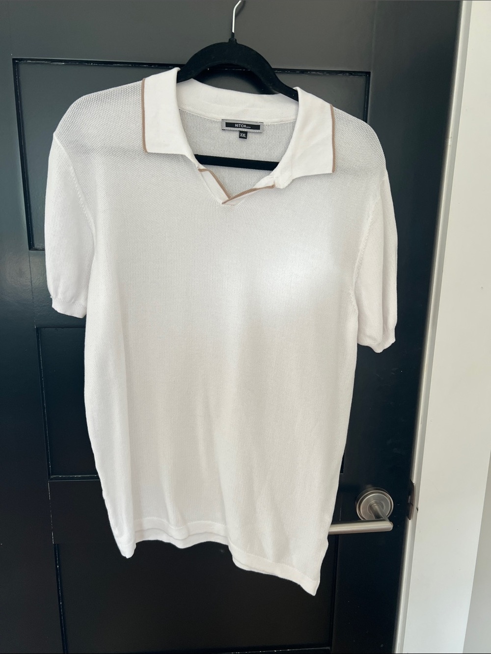 Hitch Men’s White Polo Knit Shirt with Contrast Trim